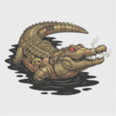 スチームパンク メカニカル アリゲーター 時計仕掛け シール (正面)