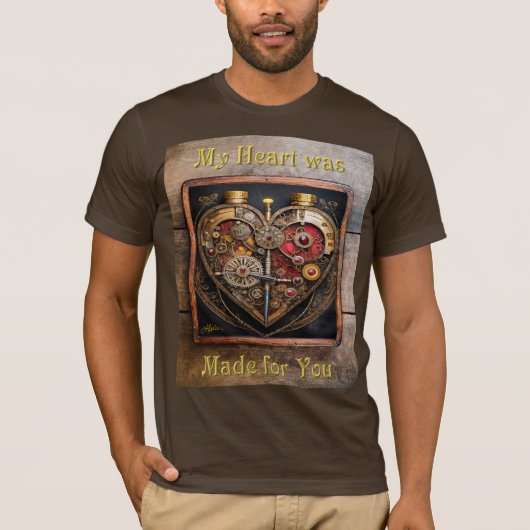 スチームパンク ルビーと歯車の暗いハート Tシャツ (正面)
