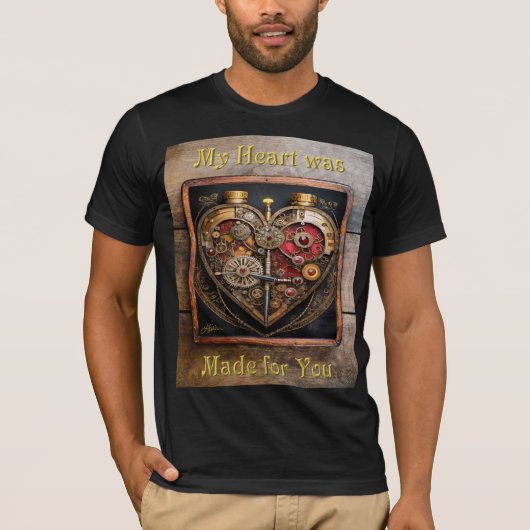 スチームパンク ルビーと歯車の暗いハート  Tシャツ (正面)
