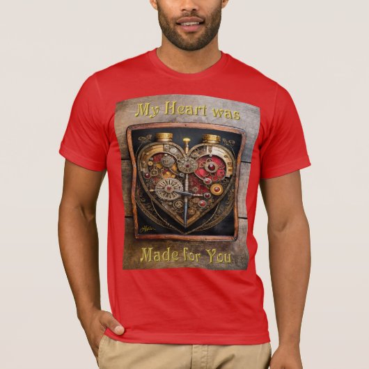スチームパンク ルビーと歯車の暗いハート Tシャツ (正面)