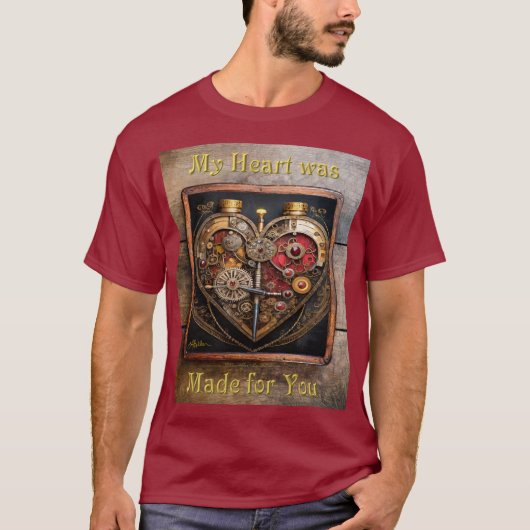 スチームパンク ルビーと歯車の暗いハート  Tシャツ (正面)