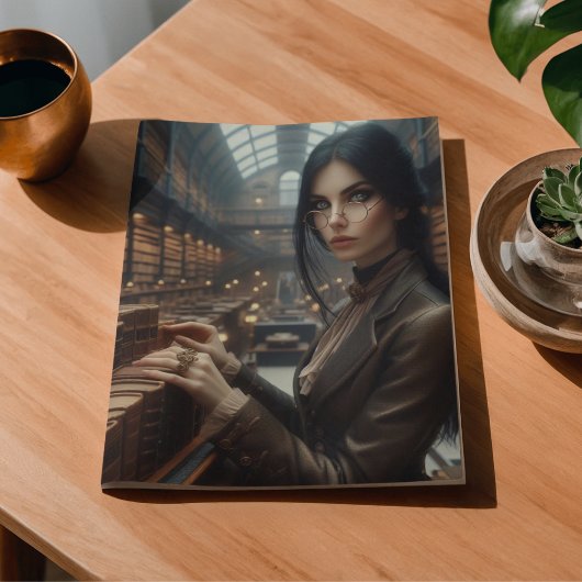 スチームパンク ヴィクトリアン時代の古風な女性司書 薄葉紙