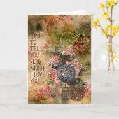 スチームパンク ヴィンテージスタイル バレンタインカード - 仕様なし カード (黄色い花)