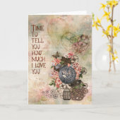 スチームパンク ヴィンテージスタイル バレンタイン カード - 仕様なし (黄色い花)