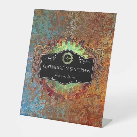 スチームパンク ヴィンテージ ウェディング オーダーメイド 台座サイン (正面)