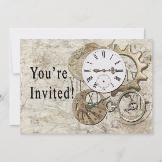 スチームパンク ヴィンテージ パーティー 招待状 (正面)