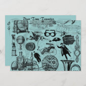 スチームパンク ヴィンテージ パーティ セレブレーション 招待状 (正面/裏面)