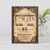 スチームパンク ヴィンテージ ルック 婚約パーティー 招待状 (スタンド正面)