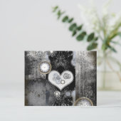 スチームパンク、時計とギアと素晴らしいハート ポストカード (スタンド正面)