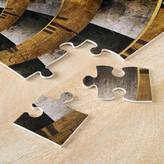 スチームパンク – 時計 – 時間の流れ ジグソーパズル (側面)