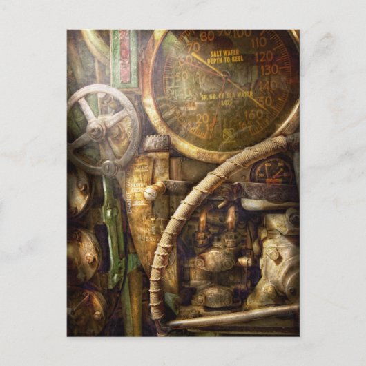 スチームパンク – 海軍 – 奥行きを見る ポストカード (正面)