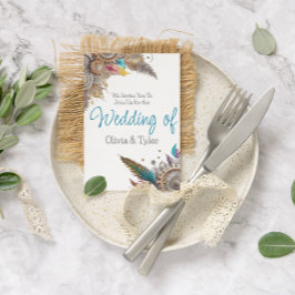 スチームパンク、白い花と羽結婚の 招待状