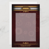 スチームパンク、真鍮、マロンescritoire 便箋 (正面/裏面)