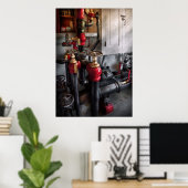 スチームパンク – 配管 – バルブを回す ポスター (ホームオフィス)