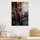 スチームパンク – 配管 – バルブを回す ポスター (キッチン)