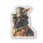 スチームパンク 黒猫 シール (正面)