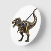 スチームパンクT-Rexメカ - 真鍮ダイノビースト ラウンド壁時計 (傾斜)