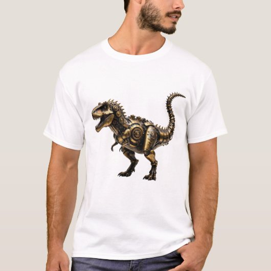 スチームパンクT-Rexメカ - 真鍮ダイノビースト Tシャツ (正面)