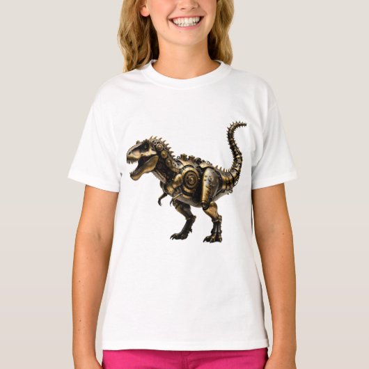 スチームパンクT-Rexメカ - 真鍮ダイノビースト Tシャツ (正面)