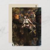 スチームパ飛んでいるンチ女の子はがき ポストカード (正面/裏面)