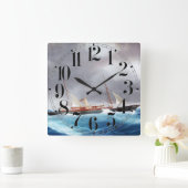 スチームヨットマルガリータ1900年代 スクエア壁時計 (ホーム)