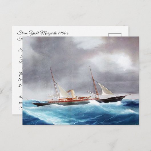 スチームヨットマルガリータ1900年代 ポストカード (正面/裏面)