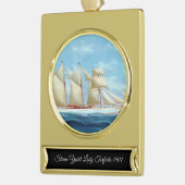 スチームヨットレディートルフリダ1910 ゴールドプレートバナーオーナメント (左)