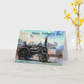 スチーム・トラクター付きハッピー父の日カード カード (黄色い花)