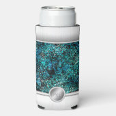 スチールとグリーングリッターモノグラムの電話ケース スリム缶クーラー (Seltzer裏面)