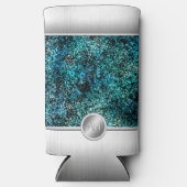 スチールとグリーングリッターモノグラムの電話ケース スリム缶クーラー (正面)