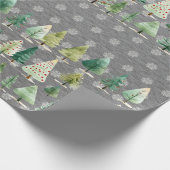 スチールグエレガントレーのクリスマスツリーの森 ラッピングペーパー (角)