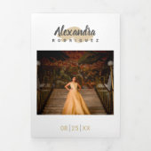 スチールグレーと金ゴールド写真キンセアニェラ 三つ折り招待状 (カバー)