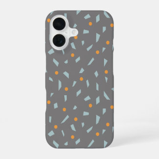 スチールグレーオレンジとベビーブルー紙吹雪 iPhone 16ケース