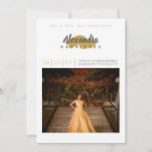 スチールグレー&金ゴールドフォトキンセアニェラ 招待状 (正面)