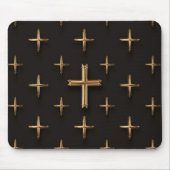 スチールゴールデンイエズクロスアートクリスチャン マウスパッド (正面)