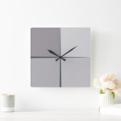 スチールシルバー時計 スクエア壁時計 (ホーム)