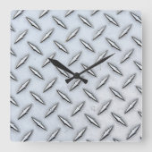 スチールダイヤモンドプレート スクエア壁時計 (正面)