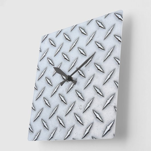 スチールダイヤモンドプレート スクエア壁時計 (傾斜)