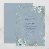 スチールティールフォリアジュ・ユーカリの結婚式 招待状 (正面/裏面)