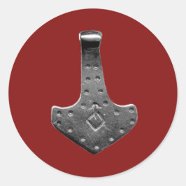 スチールトーンハンマー赤い大きな丸いステッカー ラウンドシール