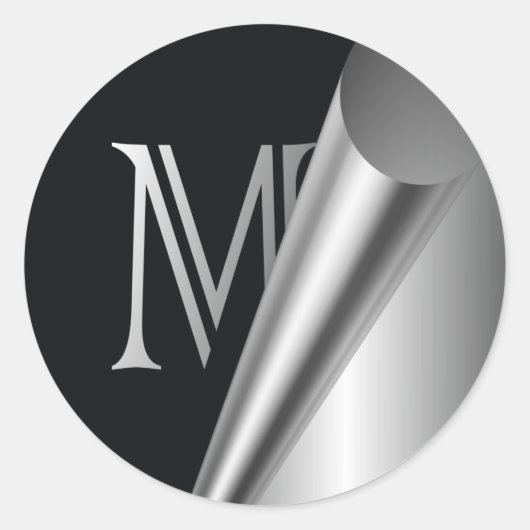 スチールピールモノグラム「M」 ラウンドシール (正面)