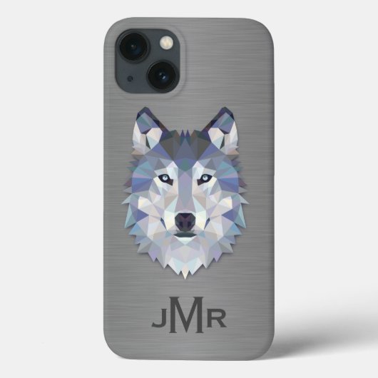 スチールブラシ効果モノグラムの狼 Case-Mate iPhoneケース (裏面)