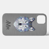 スチールブラシ効果モノグラムの狼 Case-Mate iPhoneケース (裏面 (横))