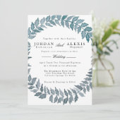 スチールブルーつる植物 |水彩リース結婚ズ 招待状 (スタンド正面)