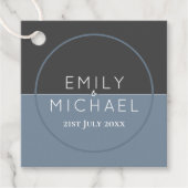 スチールブルーのお気に入り/招待状包装ラベル フェイバータグ (正面)