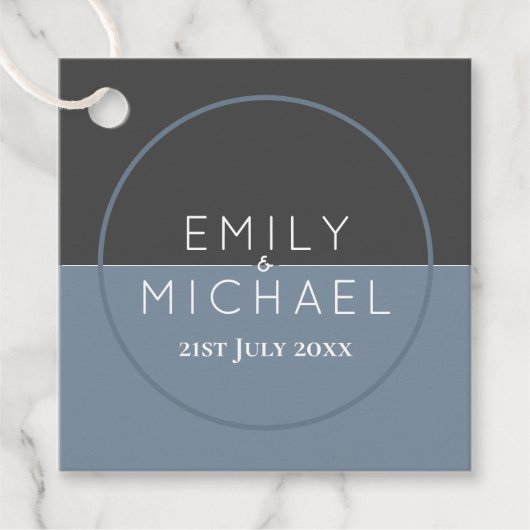 スチールブルーのお気に入り/招待状包装ラベル フェイバータグ (正面)