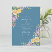 スチールブルーのライラックユーカリの結婚式 招待状 (スタンド正面)