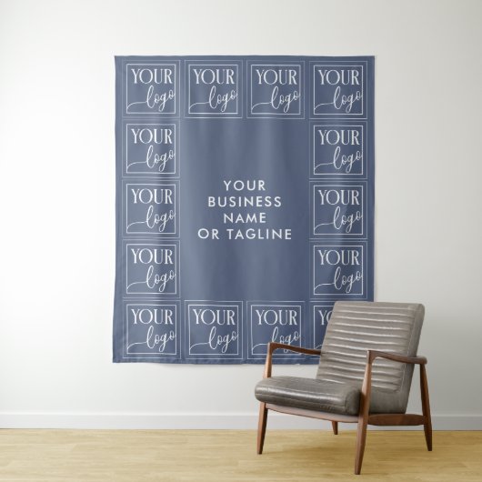 スチールブルーのロゴ＆テキスト背景 タペストリー (インサイチュ)