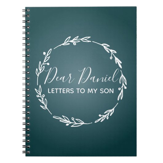 スチールブルーエレガントレターズトゥミーソンシックデザイン ノートブック (正面)