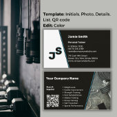 スチールブルーモダンアクセントお洒落パーソナルトレーナー 名刺